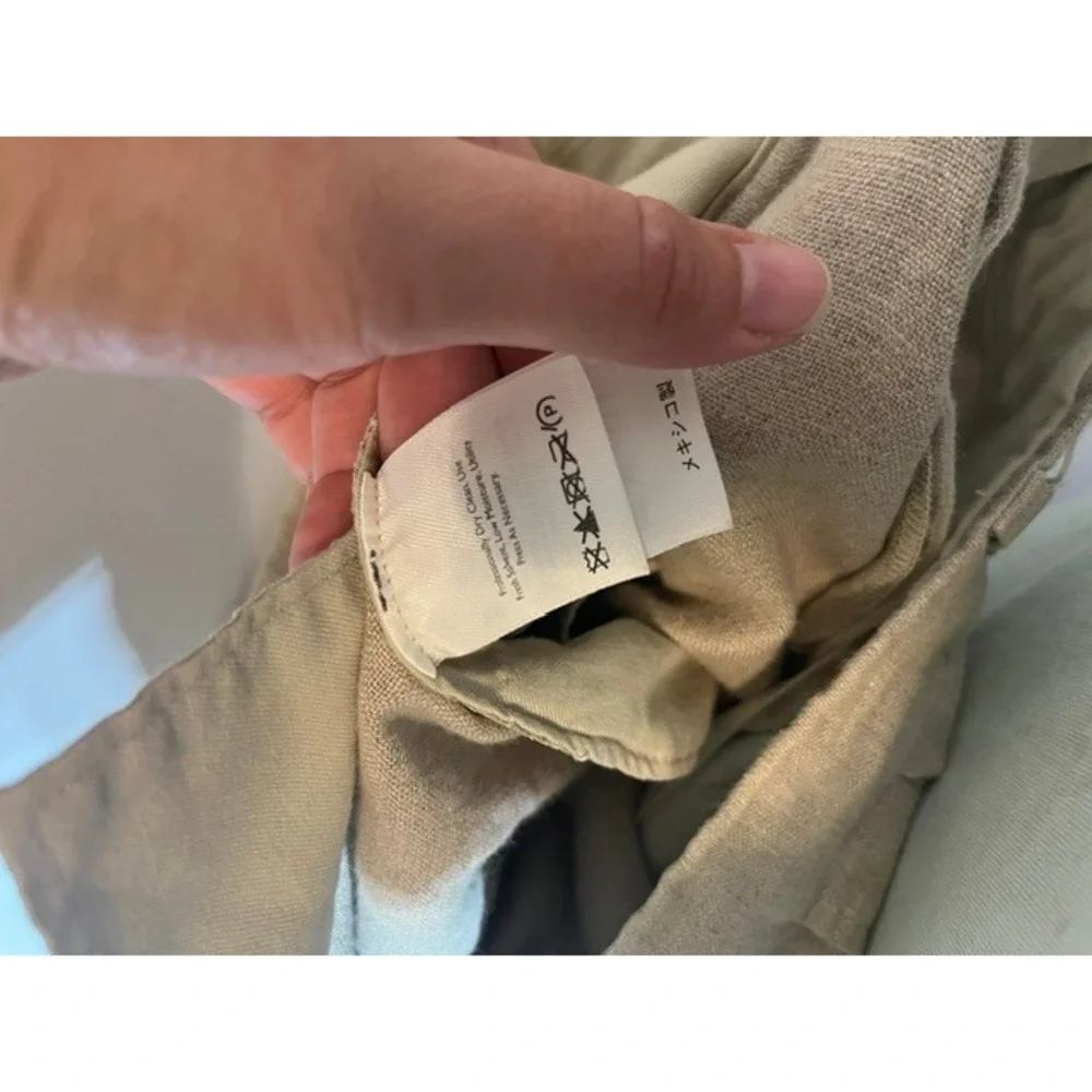 Eddie Bauer Mens 36 Tall Belgian Linen Pleated Trousers Tan Khaki Dress Pants